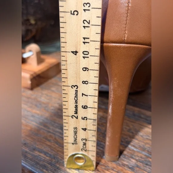 Michael Kors Lawson booties 9 ankle peep toe stiletto boots brown leather - Picture 15 of 16